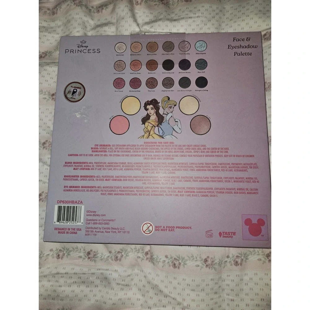 Taste Beauty Disney Princess Face And Shadow Palette  New 18 Eye Colors And 4...